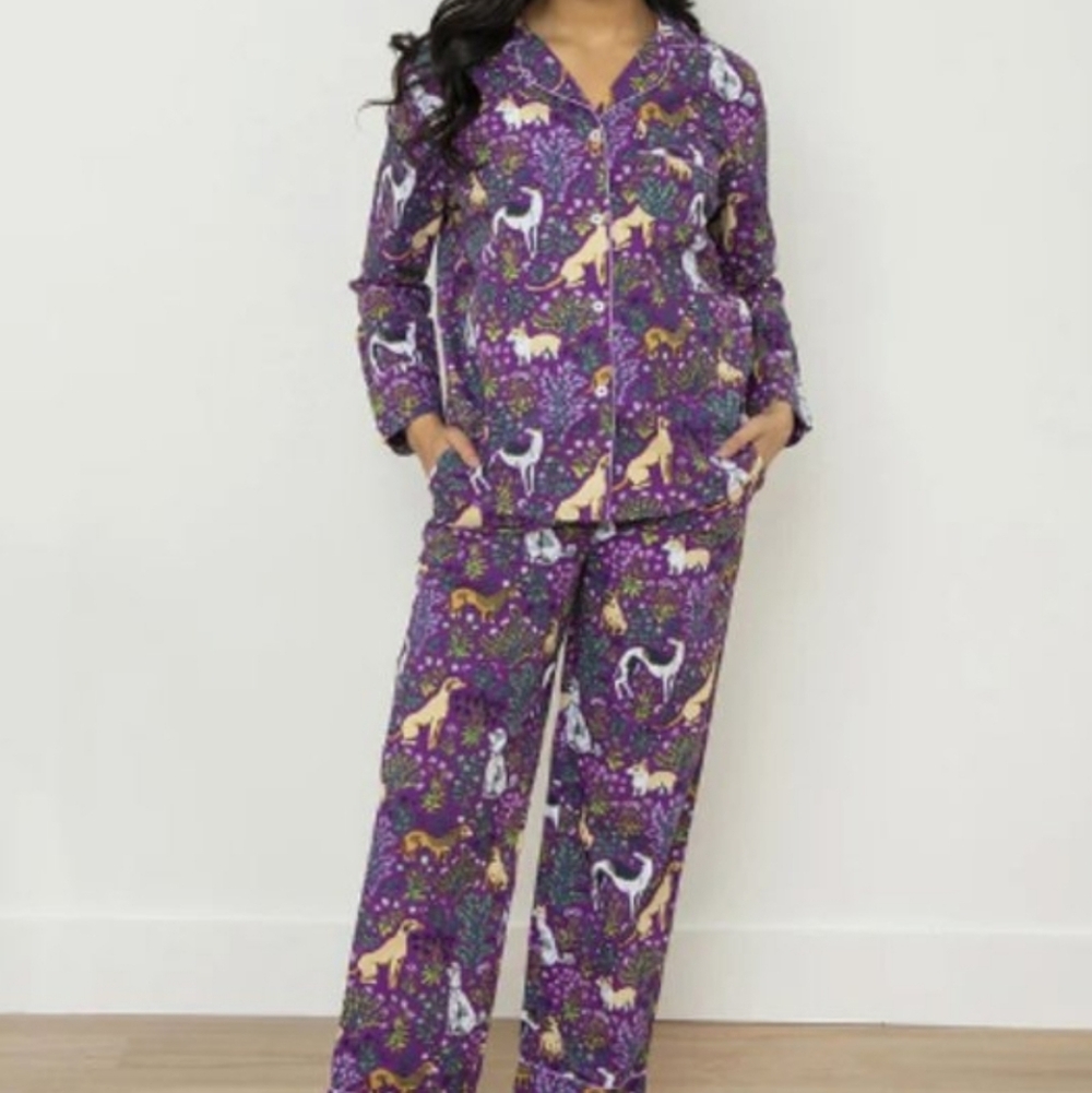 Printfresh Womens SMALL Pajamas Set Must Love Dogs Amethyst
